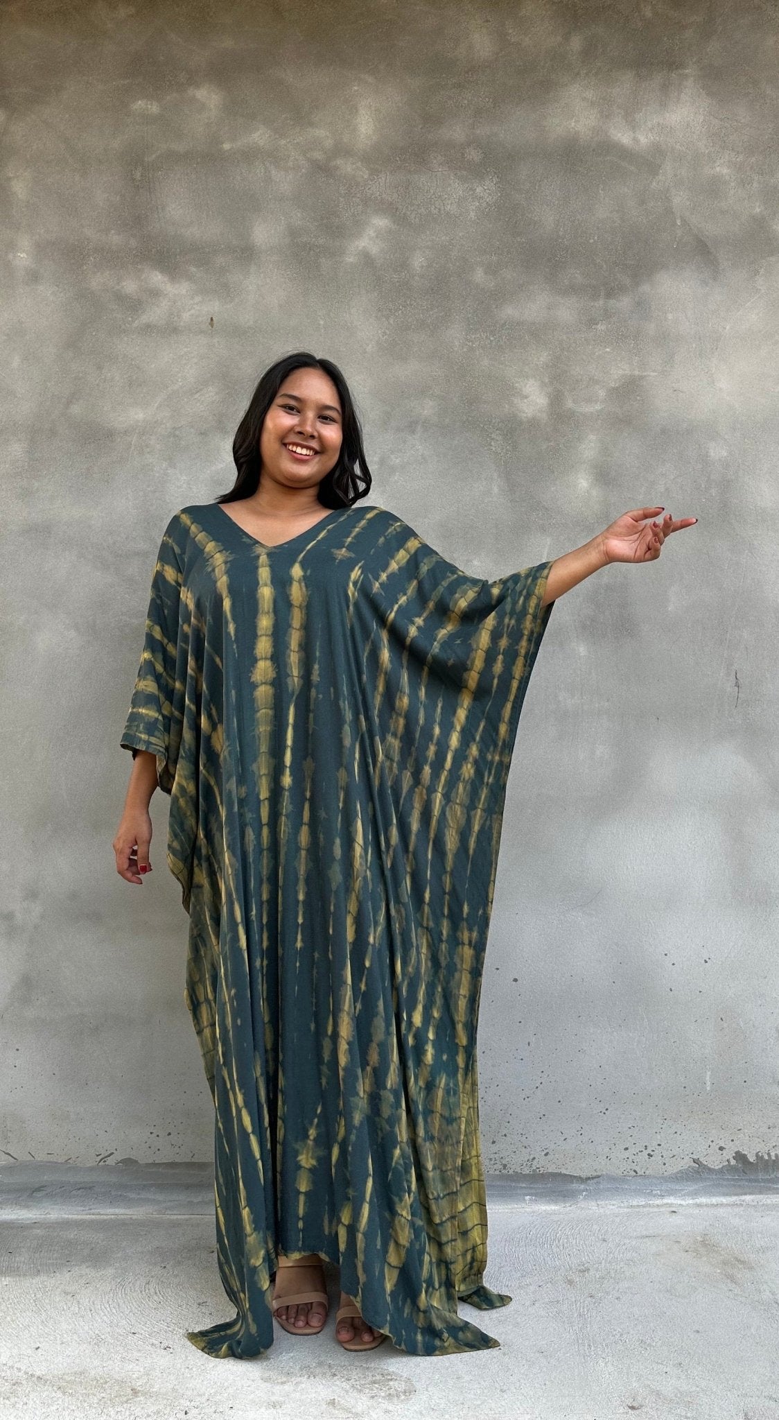 Mala Kaftan in Jade Tie Dye-A-127-50-Mala Handworks