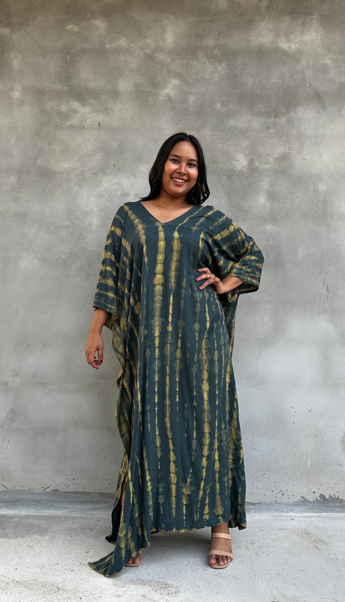 Mala Kaftan in Jade Tie Dye-A-127-50-Mala Handworks