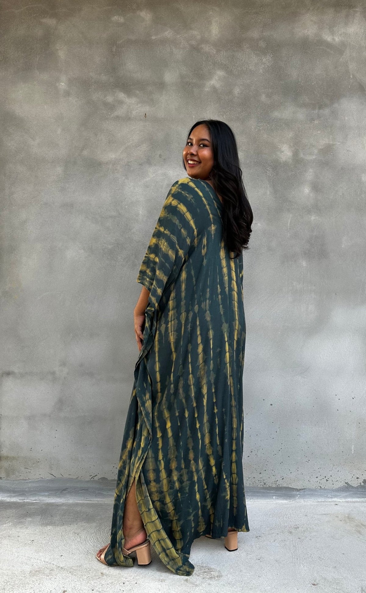 Mala Kaftan in Jade Tie Dye-A-127-50-Mala Handworks