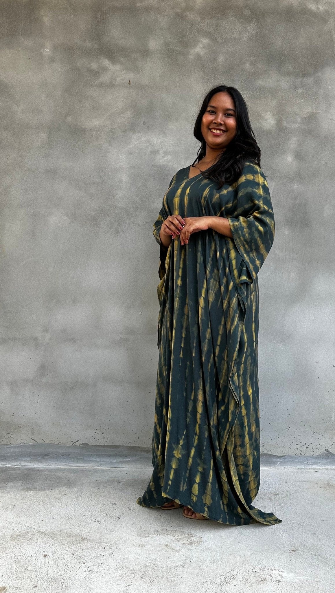 Mala Kaftan in Jade Tie Dye-A-127-50-Mala Handworks