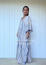 MALA handworks  Mala Kaftan in Khaki and Blue Tie Dye
