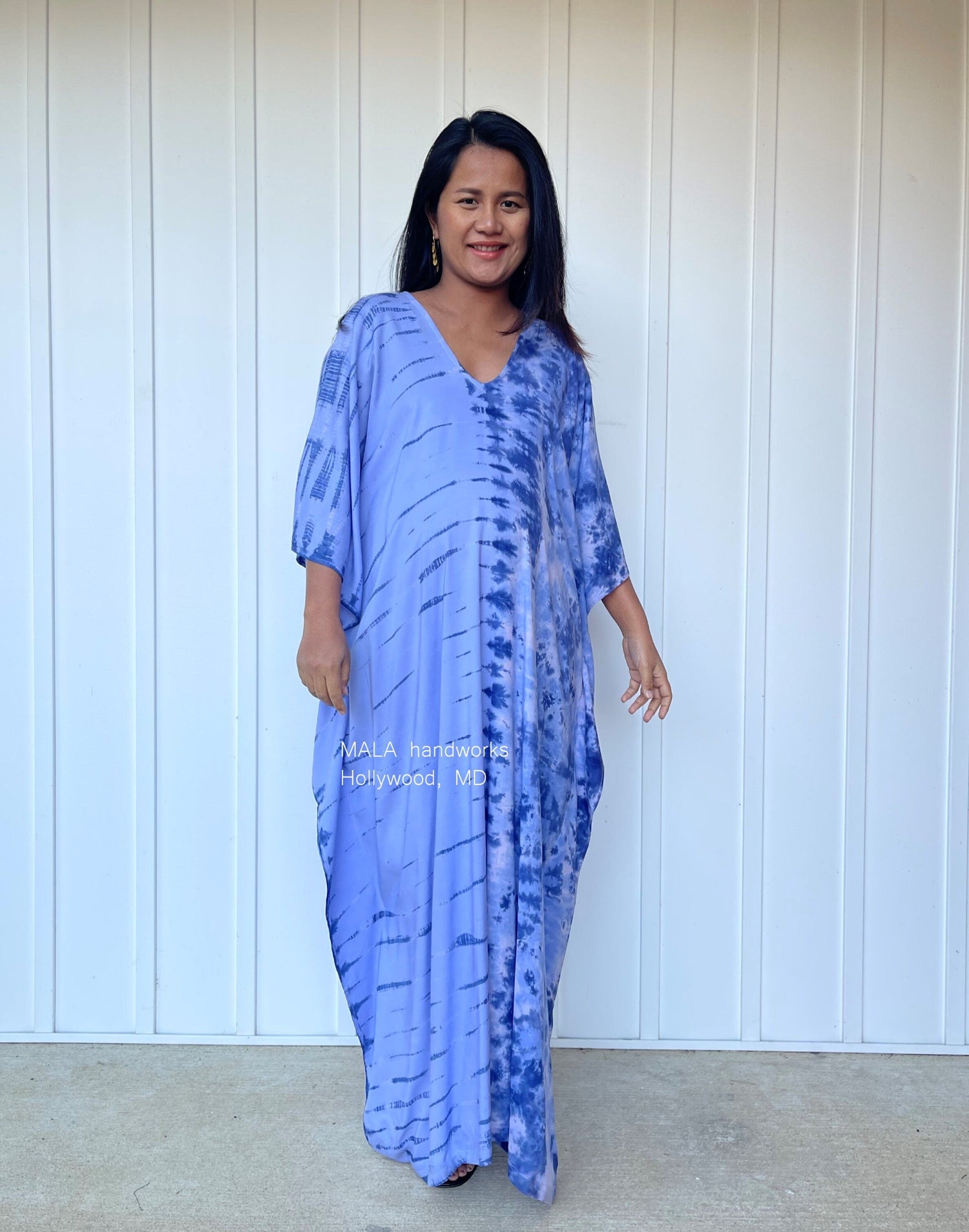 MALA handworks  Mala Kaftan in Lavender and Blue Tie Dye