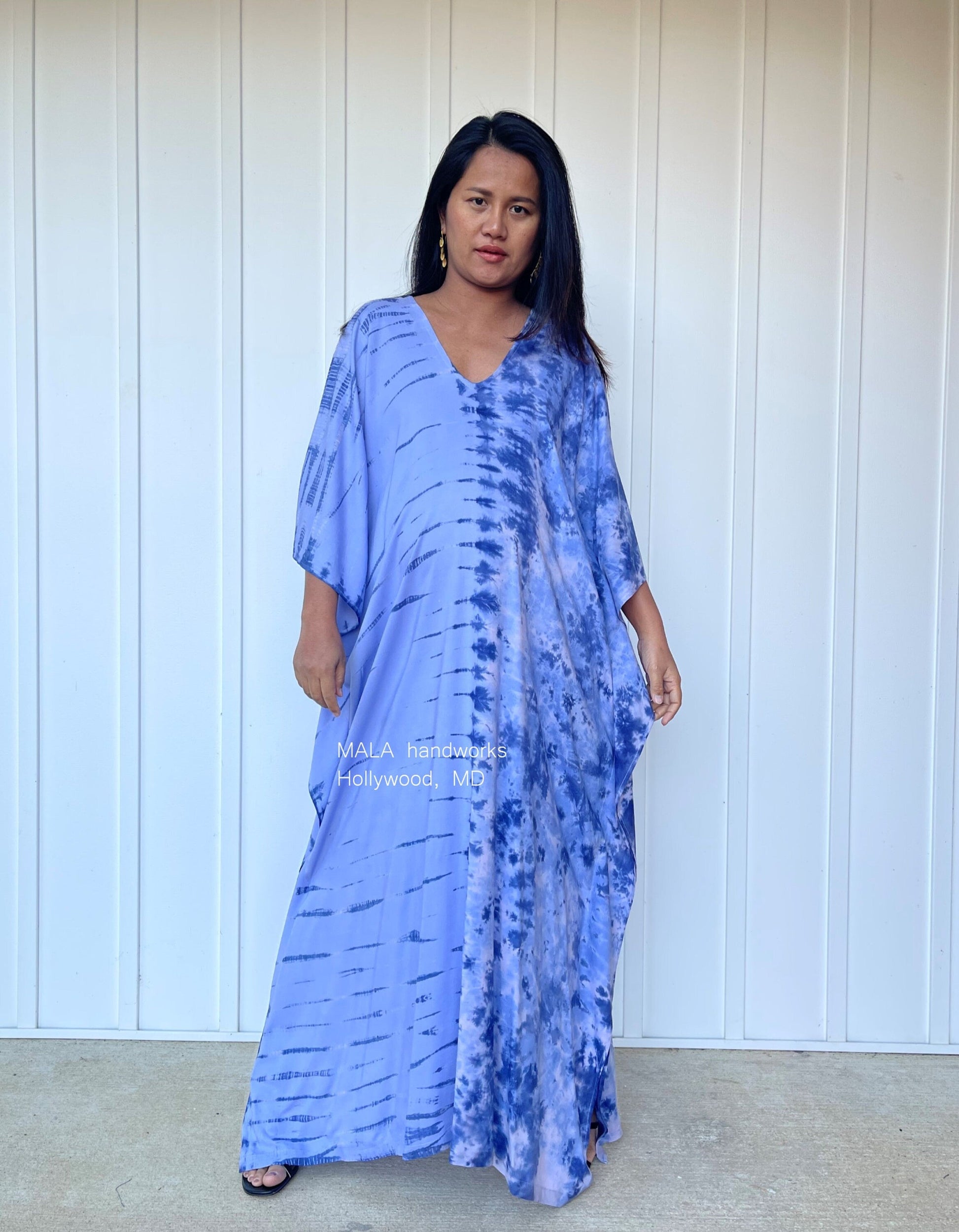 MALA handworks  Mala Kaftan in Lavender and Blue Tie Dye