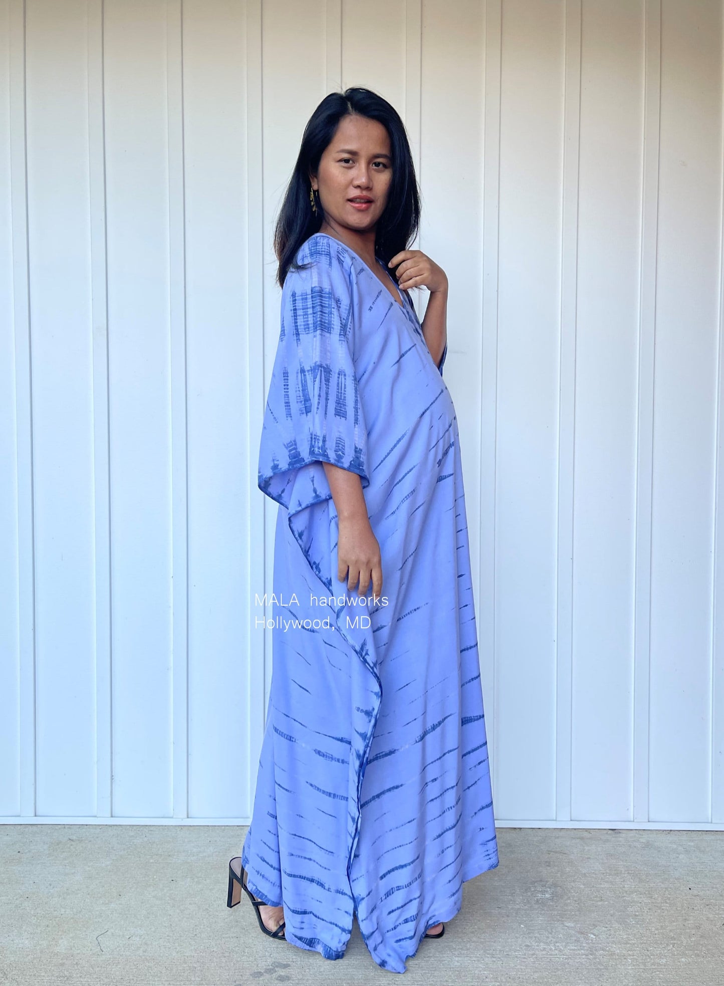 MALA handworks  Mala Kaftan in Lavender and Blue Tie Dye