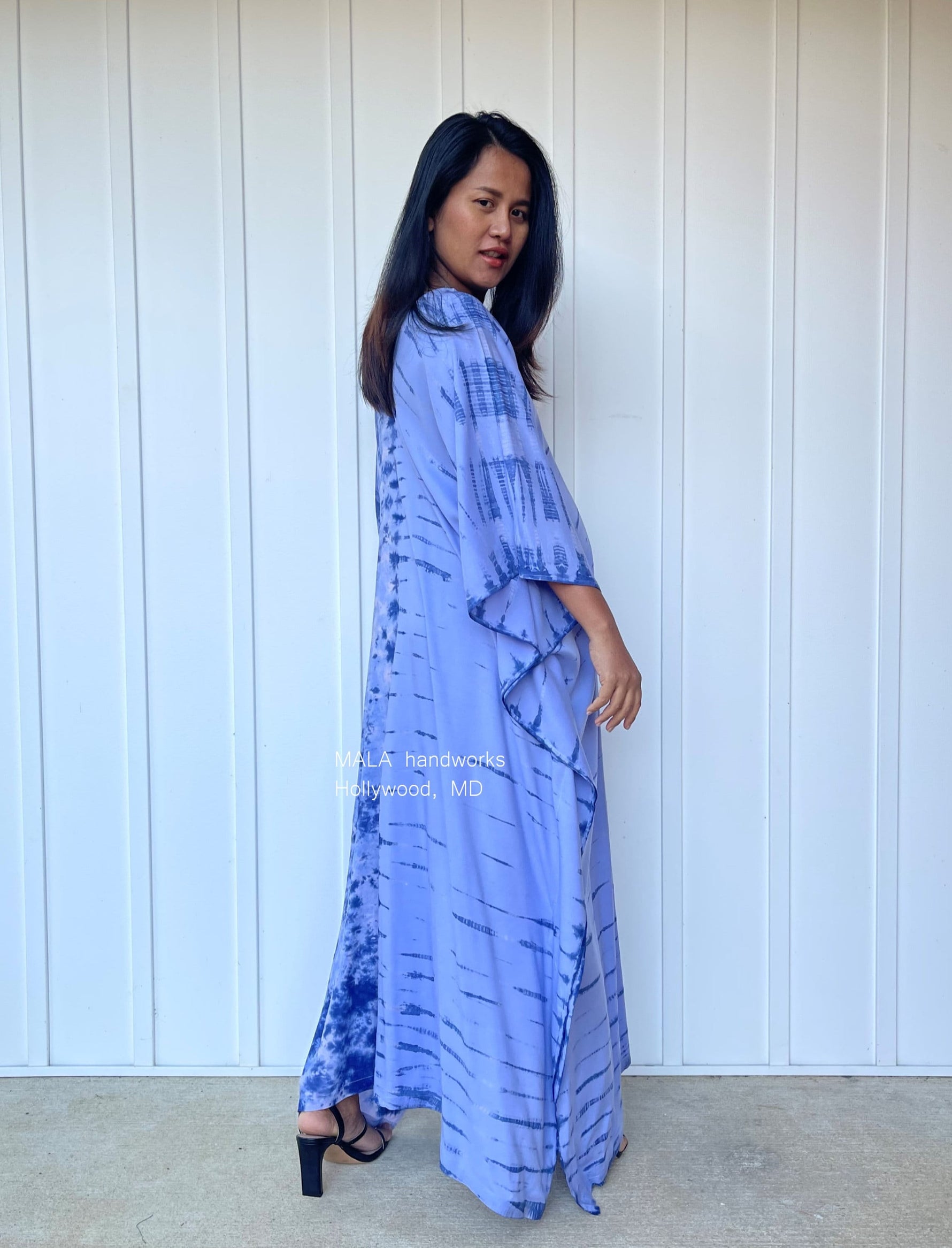 MALA handworks  Mala Kaftan in Lavender and Blue Tie Dye