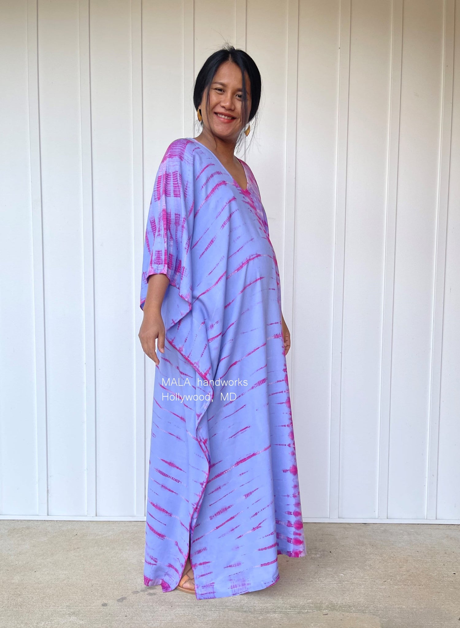 MALA handworks  Mala Kaftan in Lavender and Pink Tie Dye