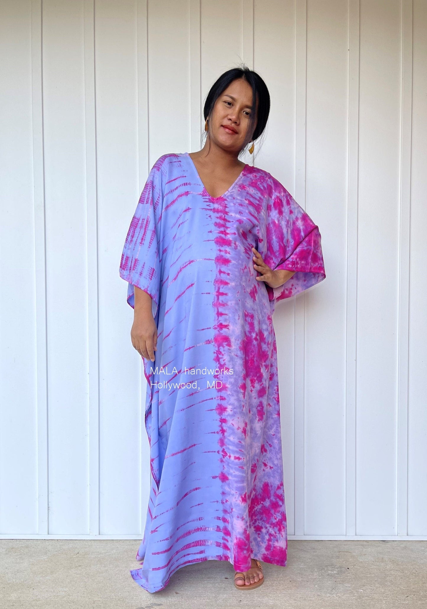 MALA handworks  Mala Kaftan in Lavender and Pink Tie Dye
