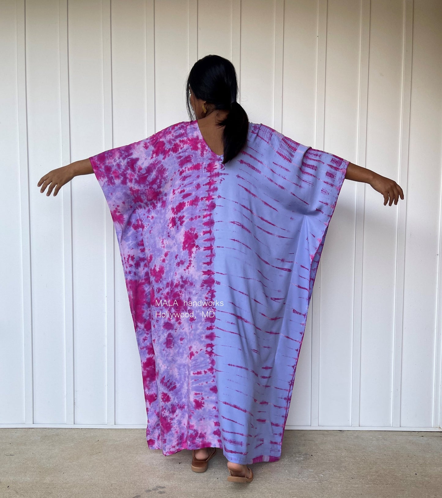 MALA handworks  Mala Kaftan in Lavender and Pink Tie Dye