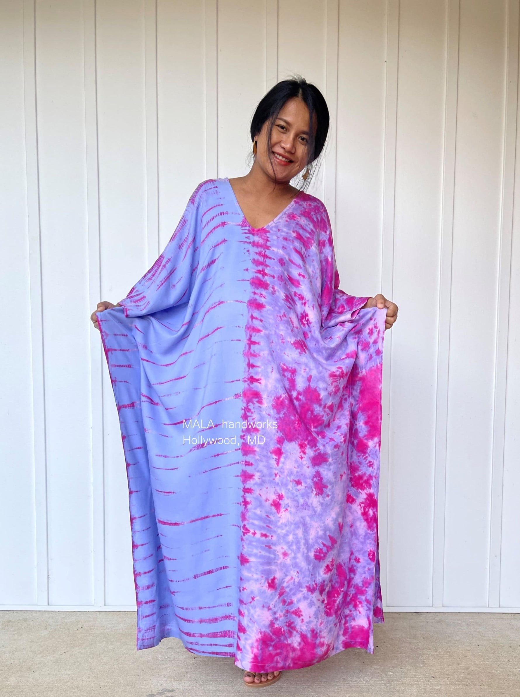 MALA handworks  Mala Kaftan in Lavender and Pink Tie Dye