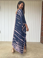 Mala Kaftan in Mauve & Navy Tie Dye-A-136-Mala Handworks