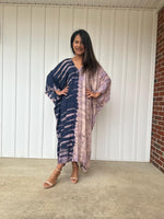 Mala Kaftan in Mauve & Navy Tie Dye-A-136-Mala Handworks