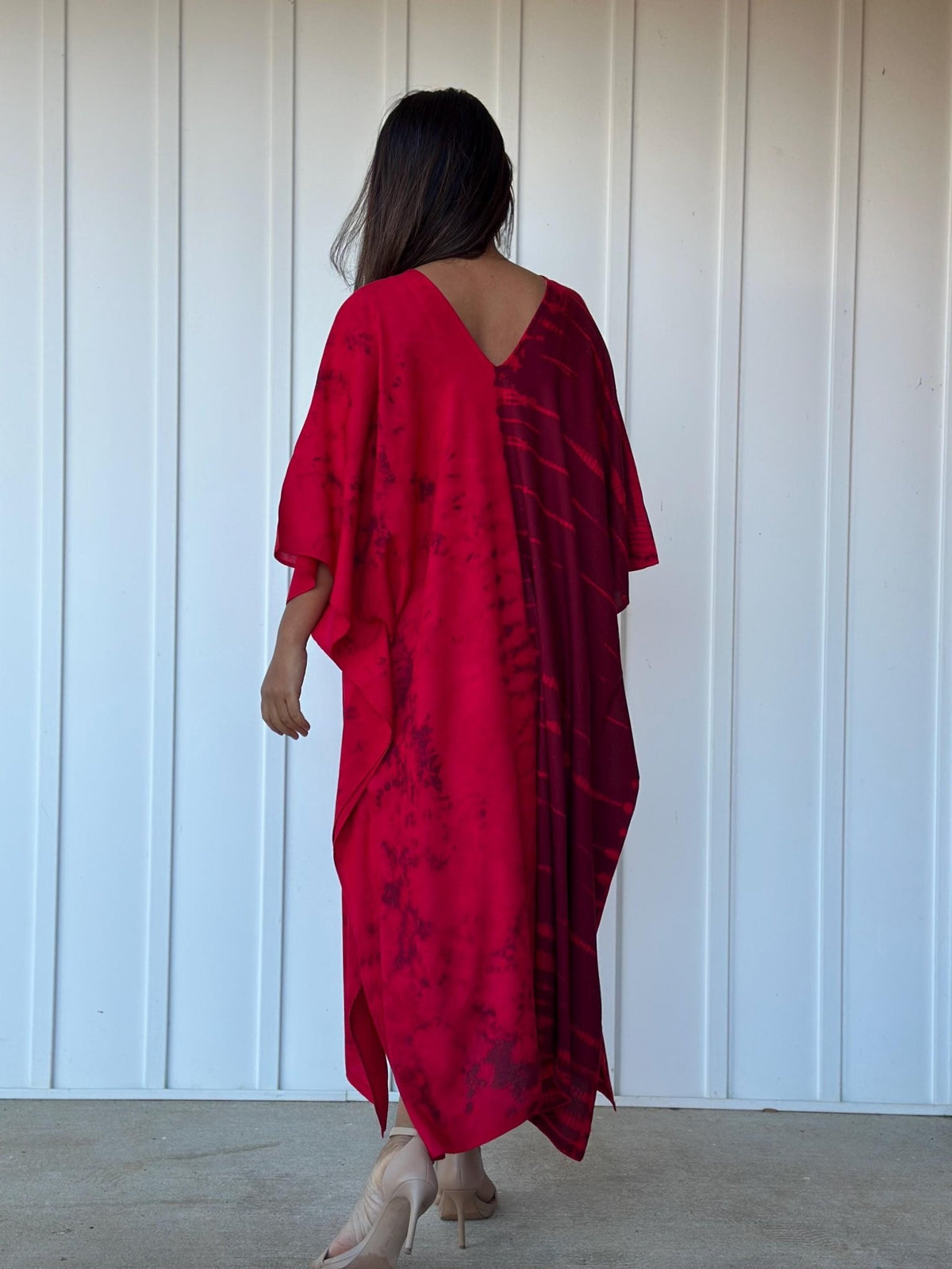 Mala Kaftan in Merlot & Cherry Tie Dye-A-137-45-Mala Handworks