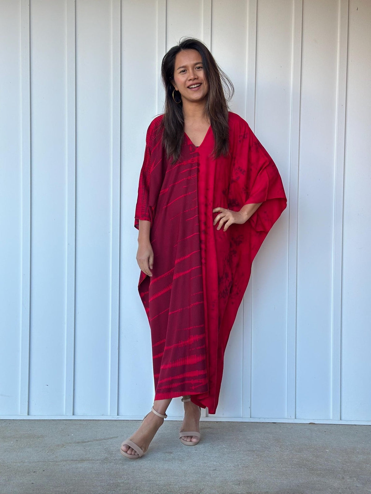 Mala Kaftan in Merlot & Cherry Tie Dye-A-137-45-Mala Handworks