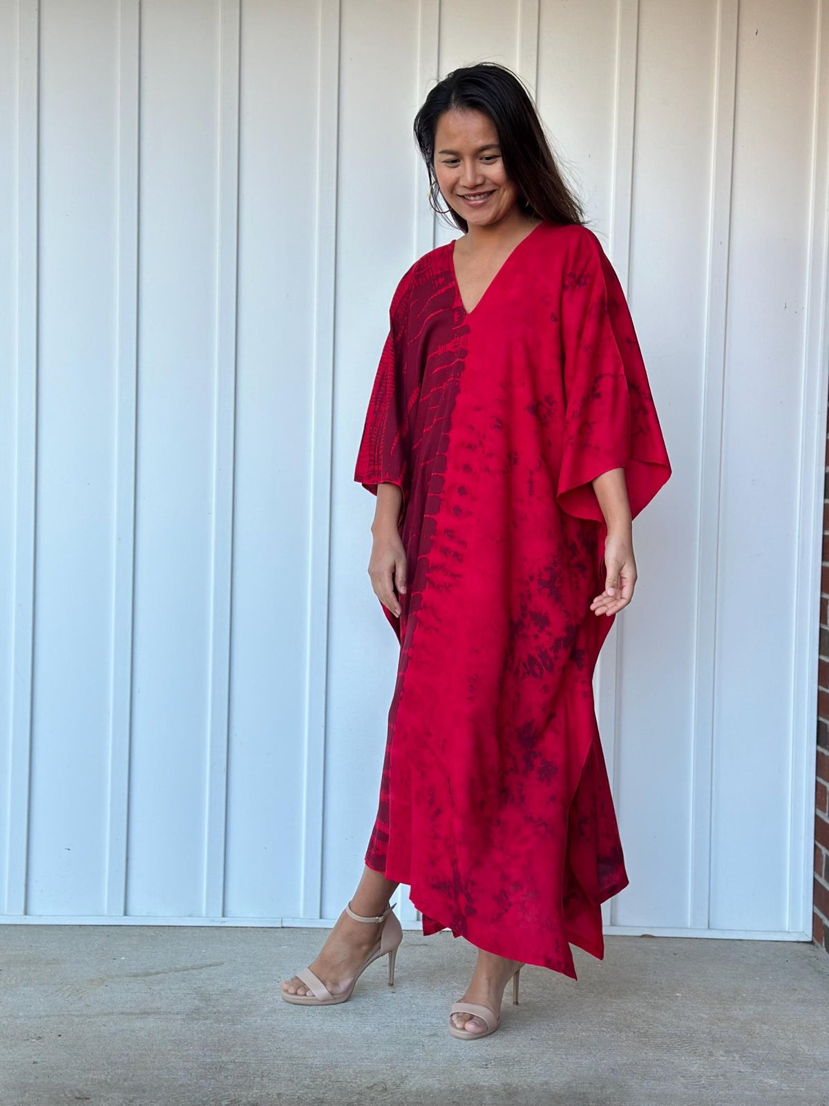Mala Kaftan in Merlot & Cherry Tie Dye-A-137-45-Mala Handworks