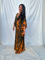 MALA handworks Mala Kaftan in Olive Green and Orange Tie Dye