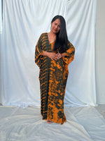 MALA handworks Mala Kaftan in Olive Green and Orange Tie Dye
