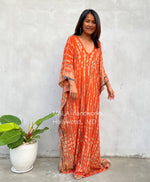 MALA handworks  Mala Kaftan in Orange and Black Tie Dye
