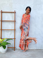 MALA handworks  Mala Kaftan in Orange and Blue Tie Dye