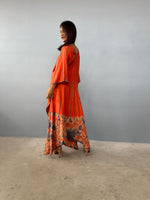 Mala Kaftan in Orange & Black Tie Dye-A-148-45-Mala Handworks