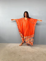 Mala Kaftan in Orange & Black Tie Dye-A-148-45-Mala Handworks