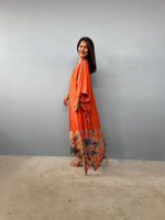 Mala Kaftan in Orange & Black Tie Dye-A-148-45-Mala Handworks