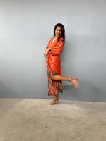 Mala Kaftan in Orange & Black Tie Dye-A-148-45-Mala Handworks
