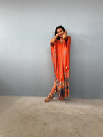 Mala Kaftan in Orange & Black Tie Dye-A-148-45-Mala Handworks