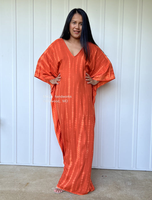 MALA handworks  Mala Kaftan in Orange Tie Dye