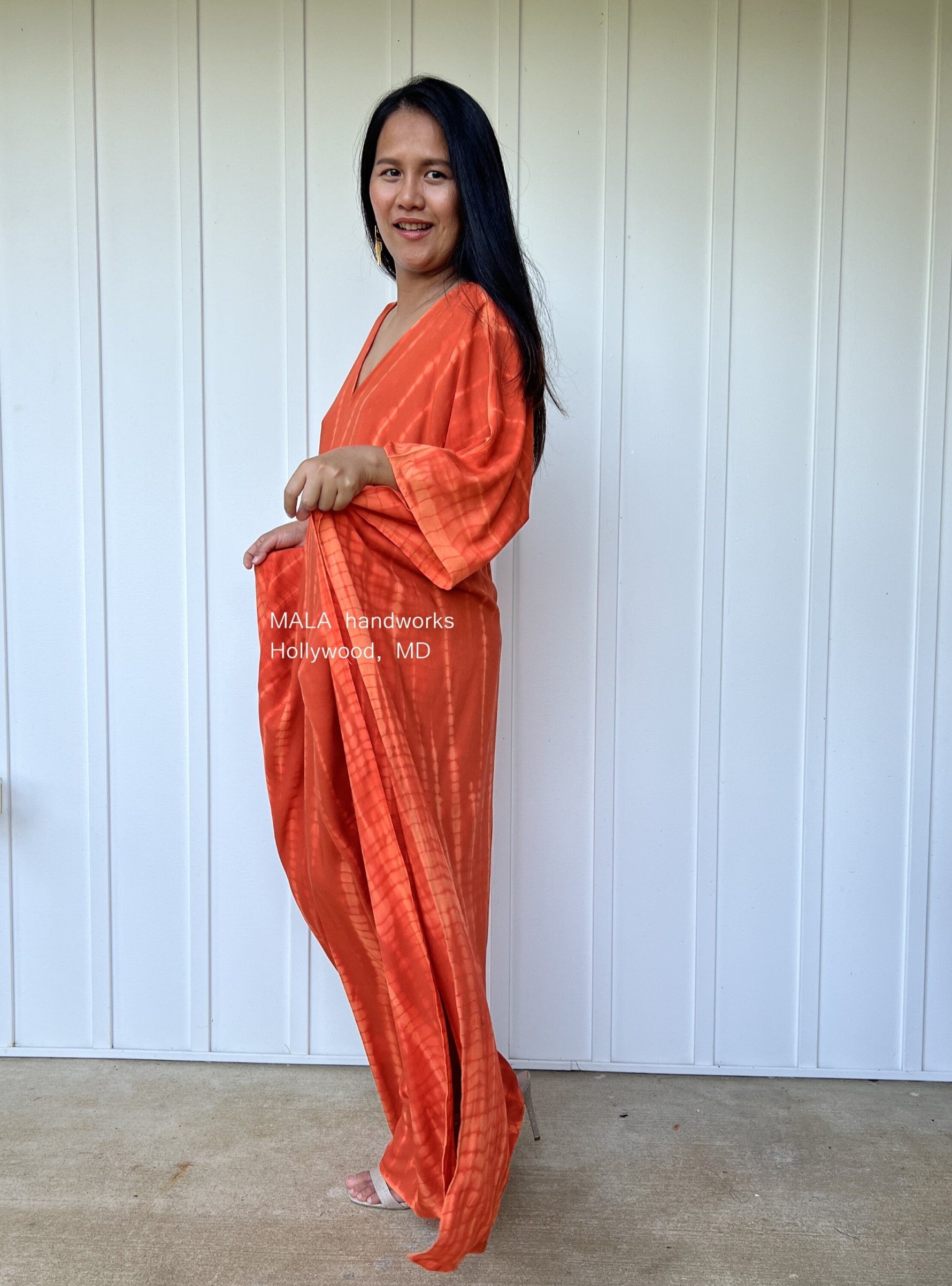 MALA handworks  Mala Kaftan in Orange Tie Dye