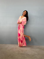 Mala Kaftan in Peach & Fuchsia Tie Dye-A-128-50-Mala Handworks