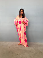 Mala Kaftan in Peach & Fuchsia Tie Dye-A-128-50-Mala Handworks