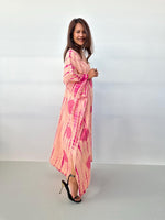Mala Handworks Mala Kaftan in Peach & Watermelon Polka Dot Tie Dye