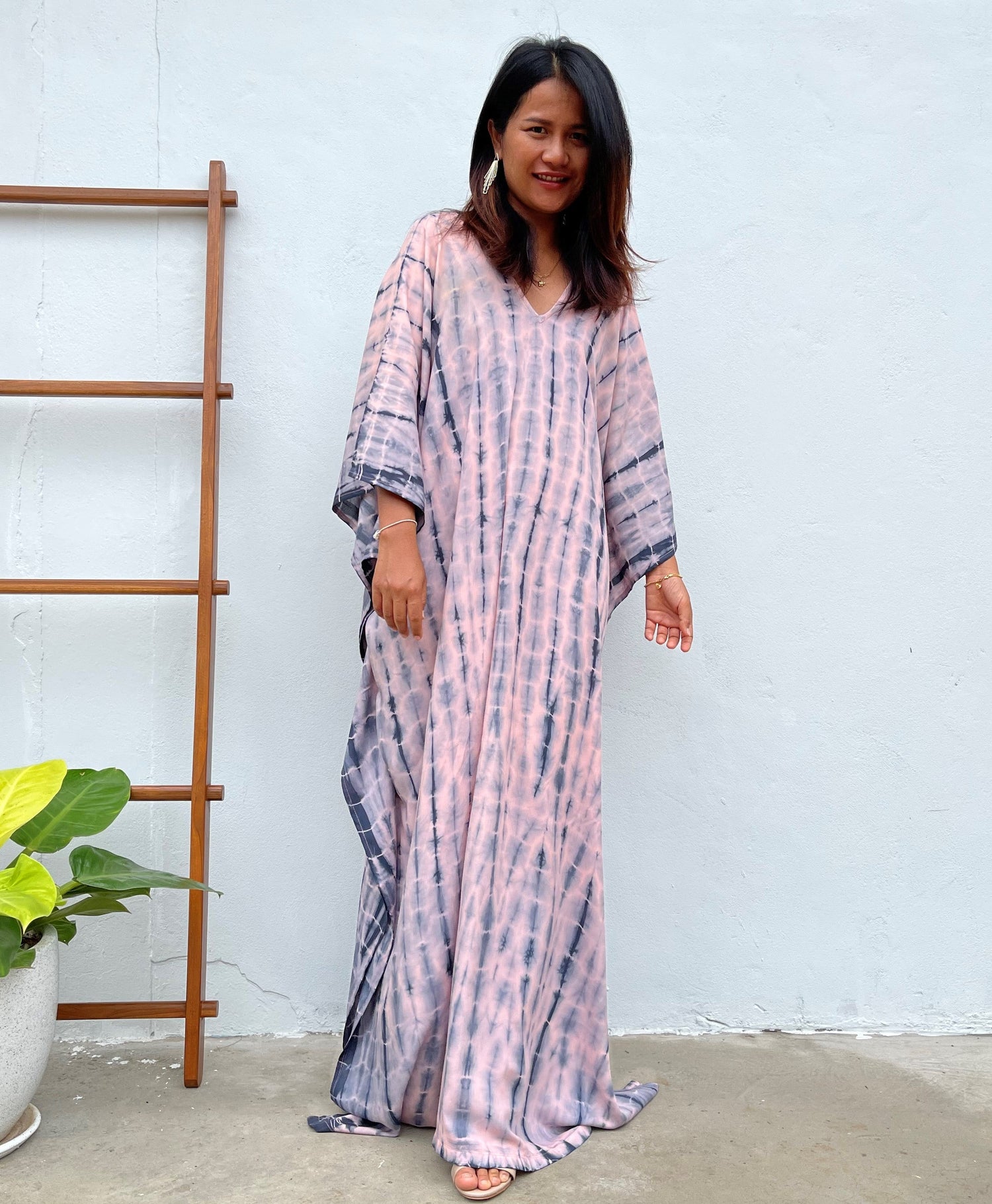 MALA handworks Mala Kaftan in Pink and Blue Tie Dye