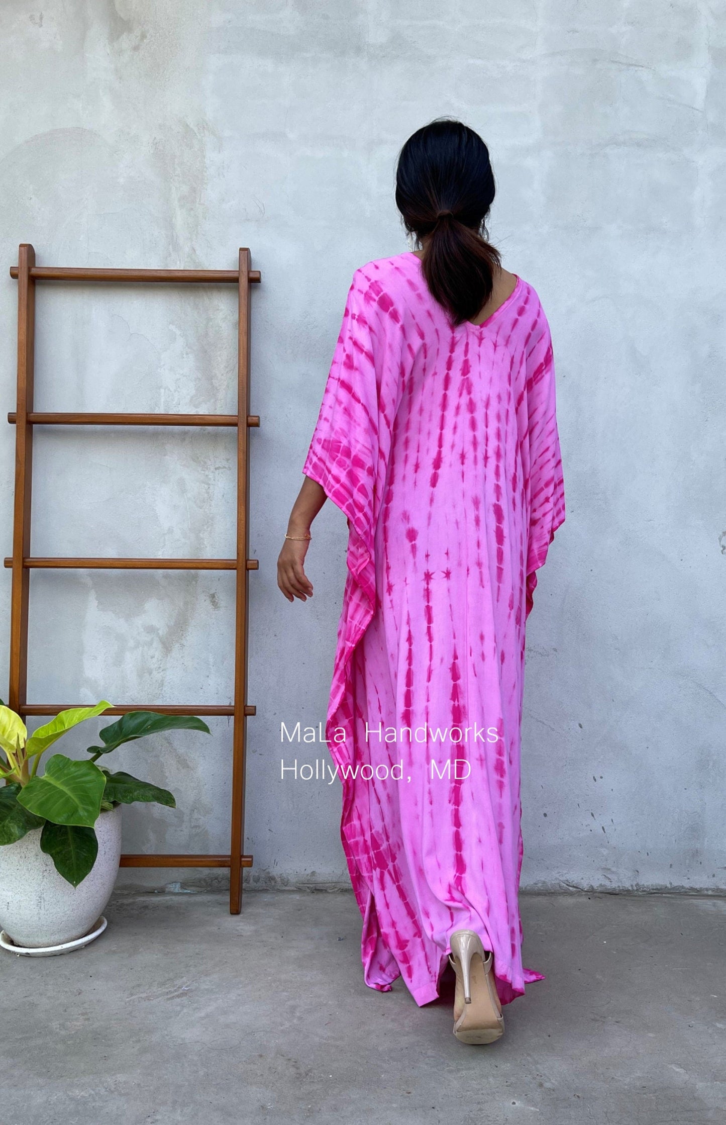 MALA handworks  Mala Kaftan in Pink Tie Dye