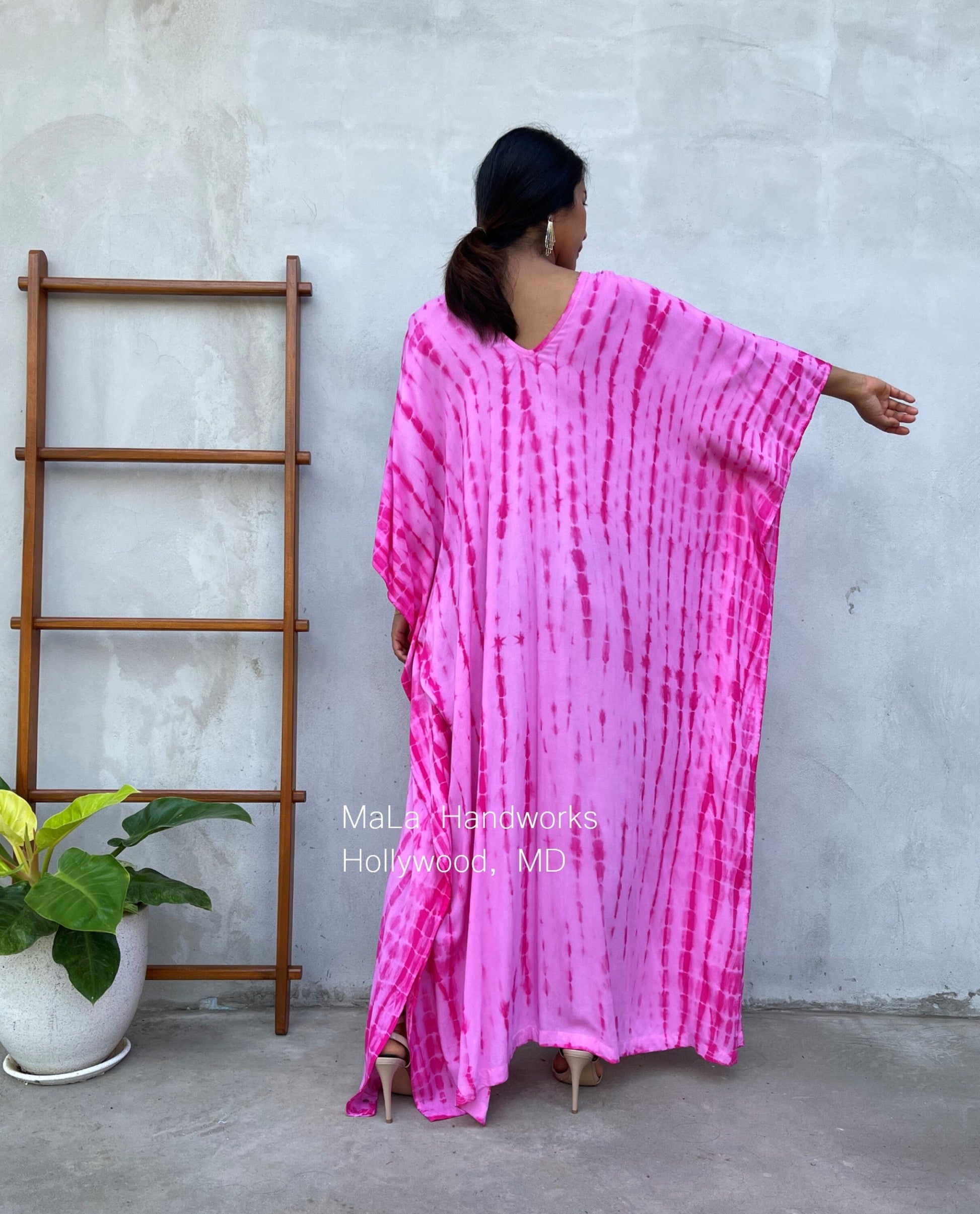 MALA handworks  Mala Kaftan in Pink Tie Dye