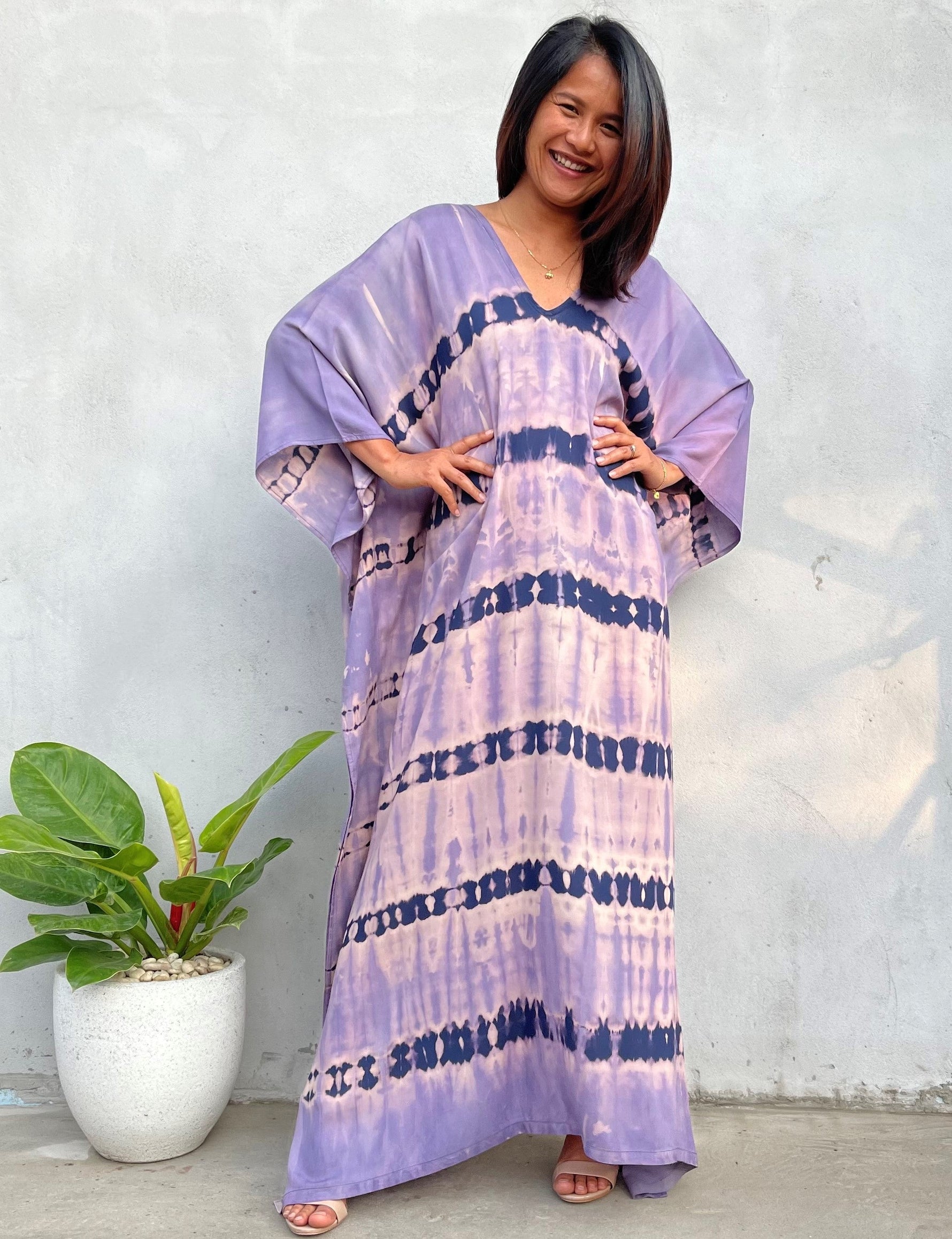 MALA handworks Mala Kaftan in Purple and Lavender Tie Dye