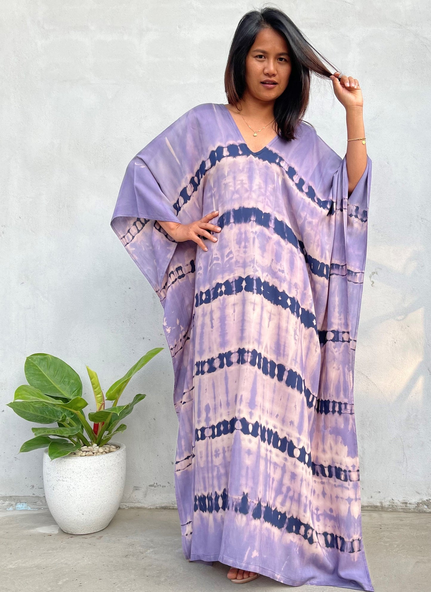 MALA handworks Mala Kaftan in Purple and Lavender Tie Dye