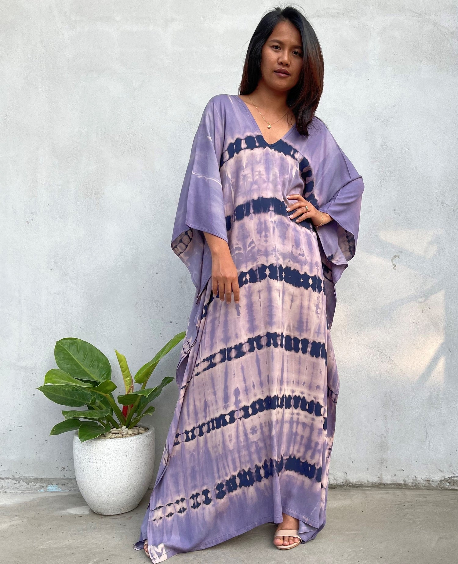MALA handworks Mala Kaftan in Purple and Lavender Tie Dye