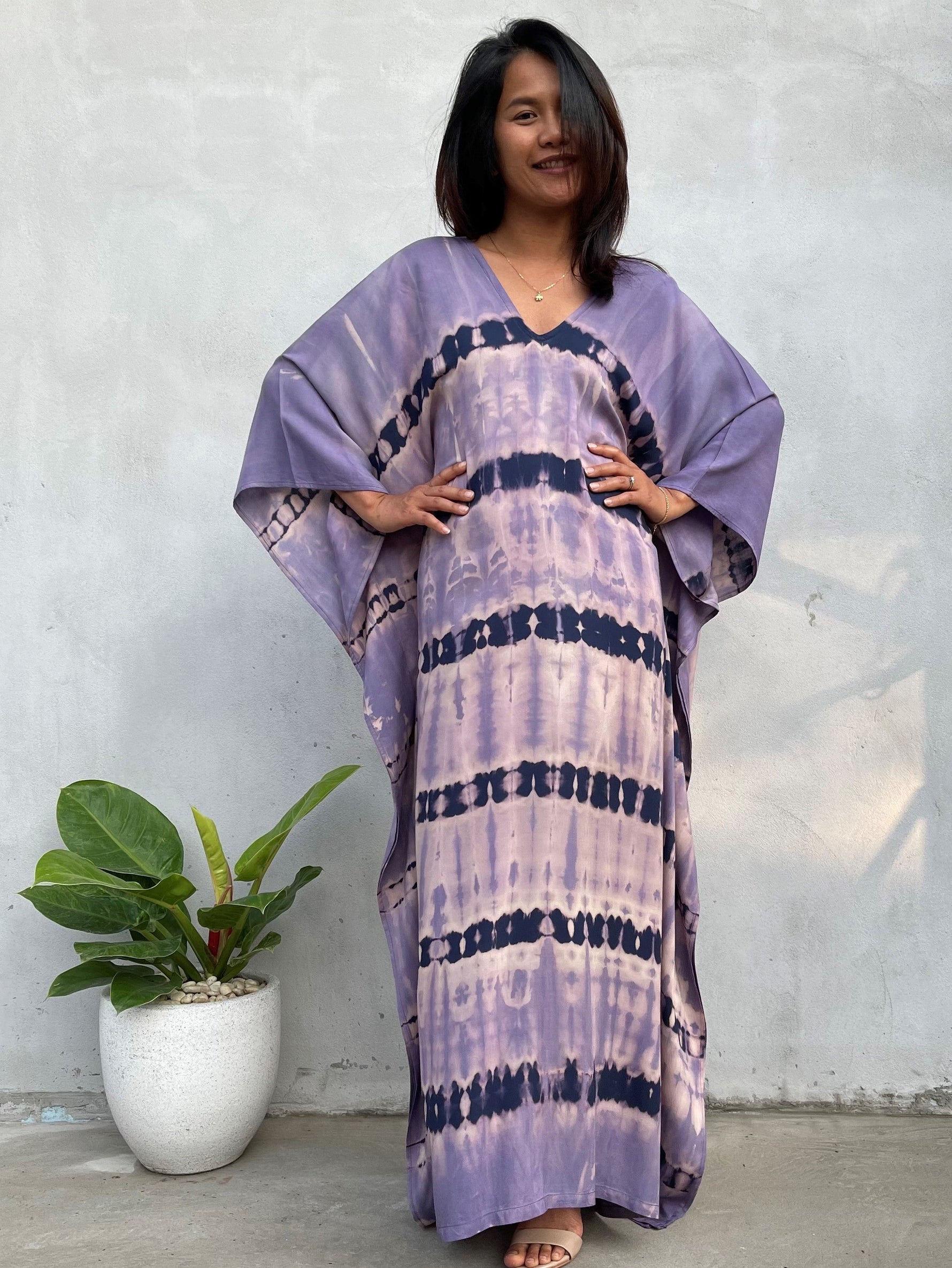 MALA handworks Mala Kaftan in Purple and Lavender Tie Dye