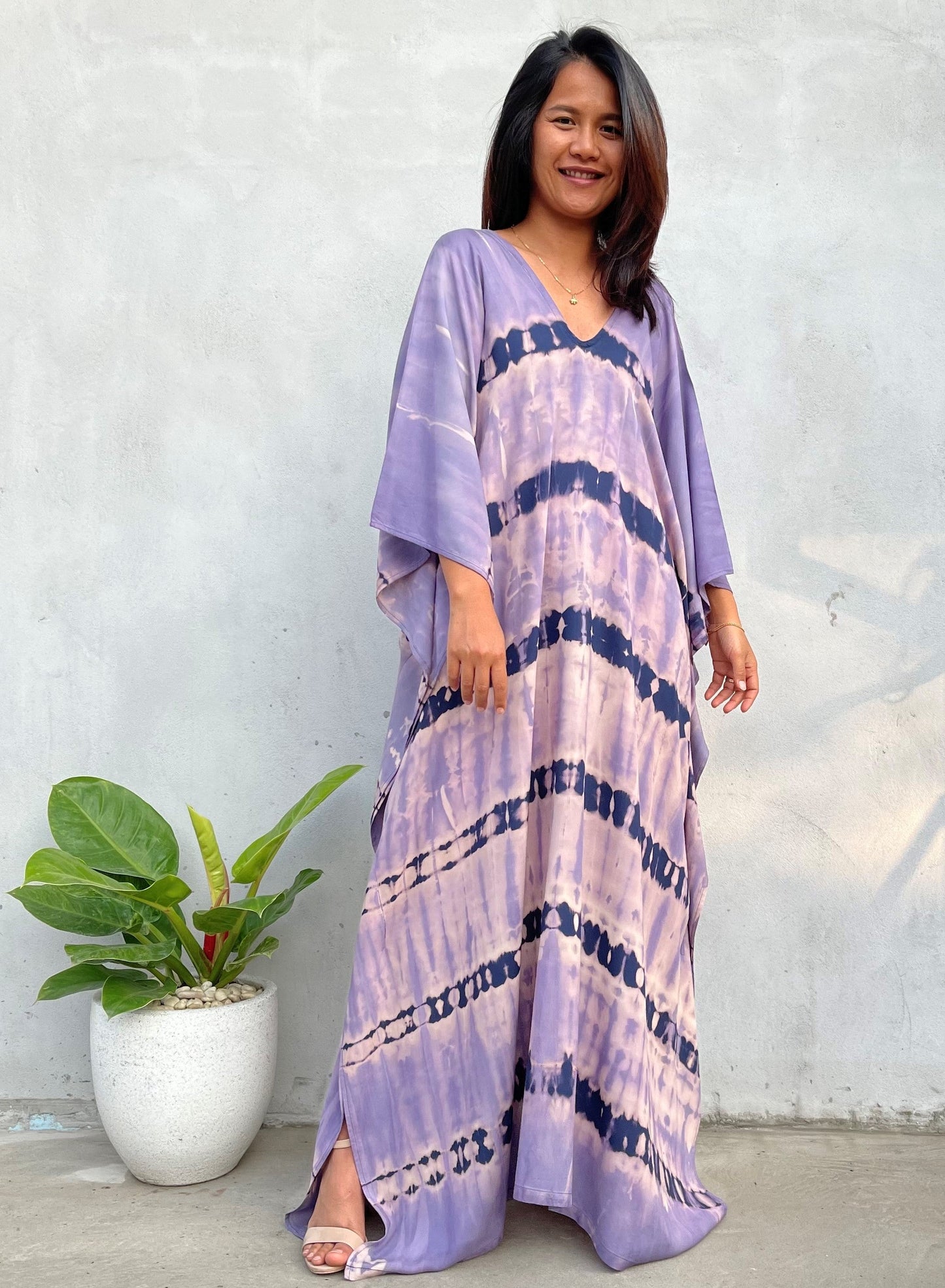 MALA handworks Mala Kaftan in Purple and Lavender Tie Dye