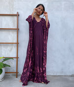 MALA handworks Mala Kaftan in Purple Eggplant and Pink Tie Dye Kaftan