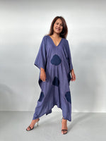 Mala Kaftan in Purple Polka Dot-A-157-Mala Handworks