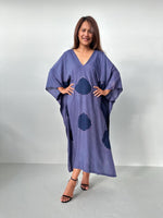 Mala Kaftan in Purple Polka Dot-A-157-Mala Handworks