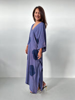Mala Kaftan in Purple Polka Dot-A-157-Mala Handworks