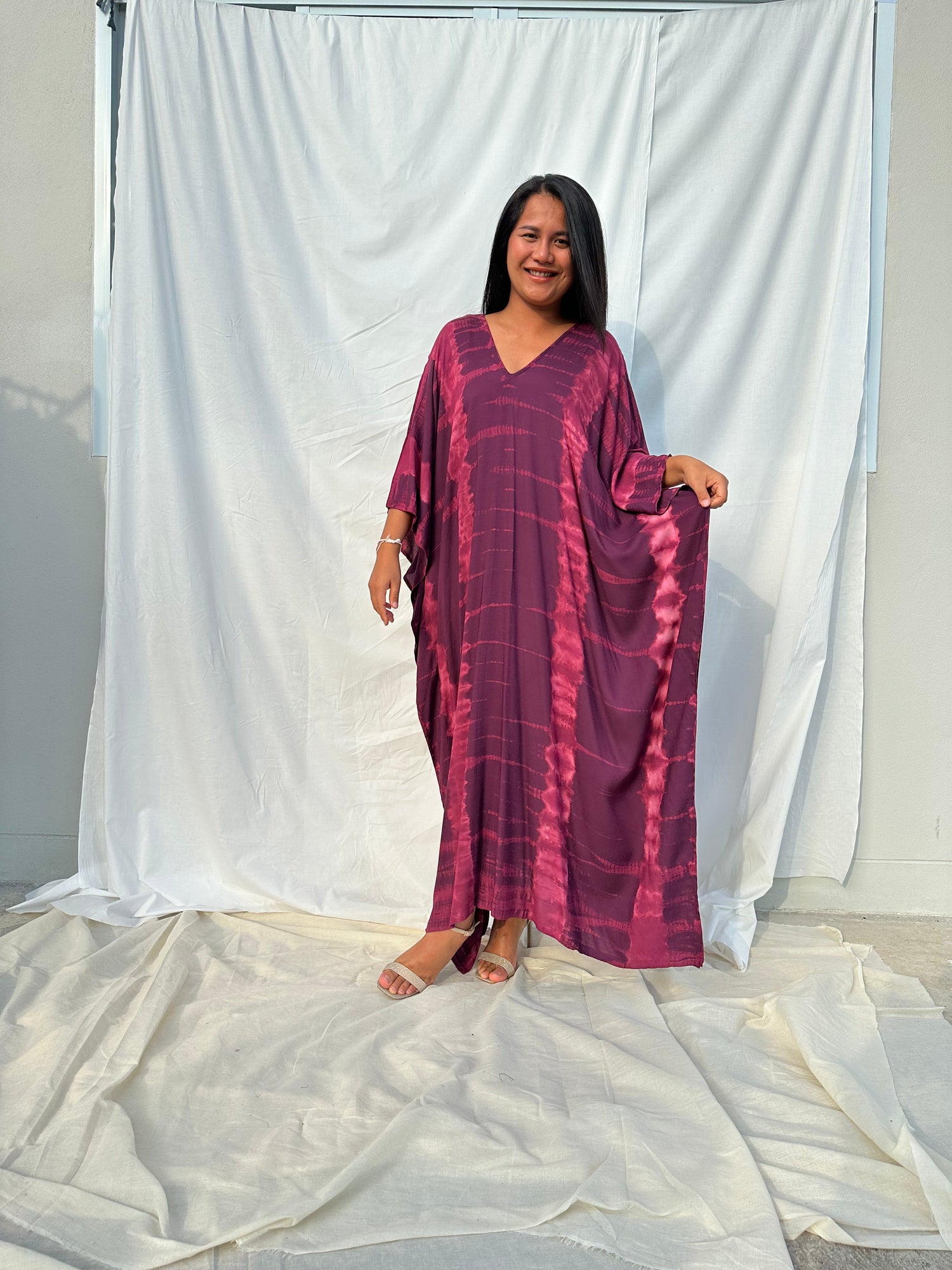 MALA handworks Mala Kaftan in Purple Tie Dye