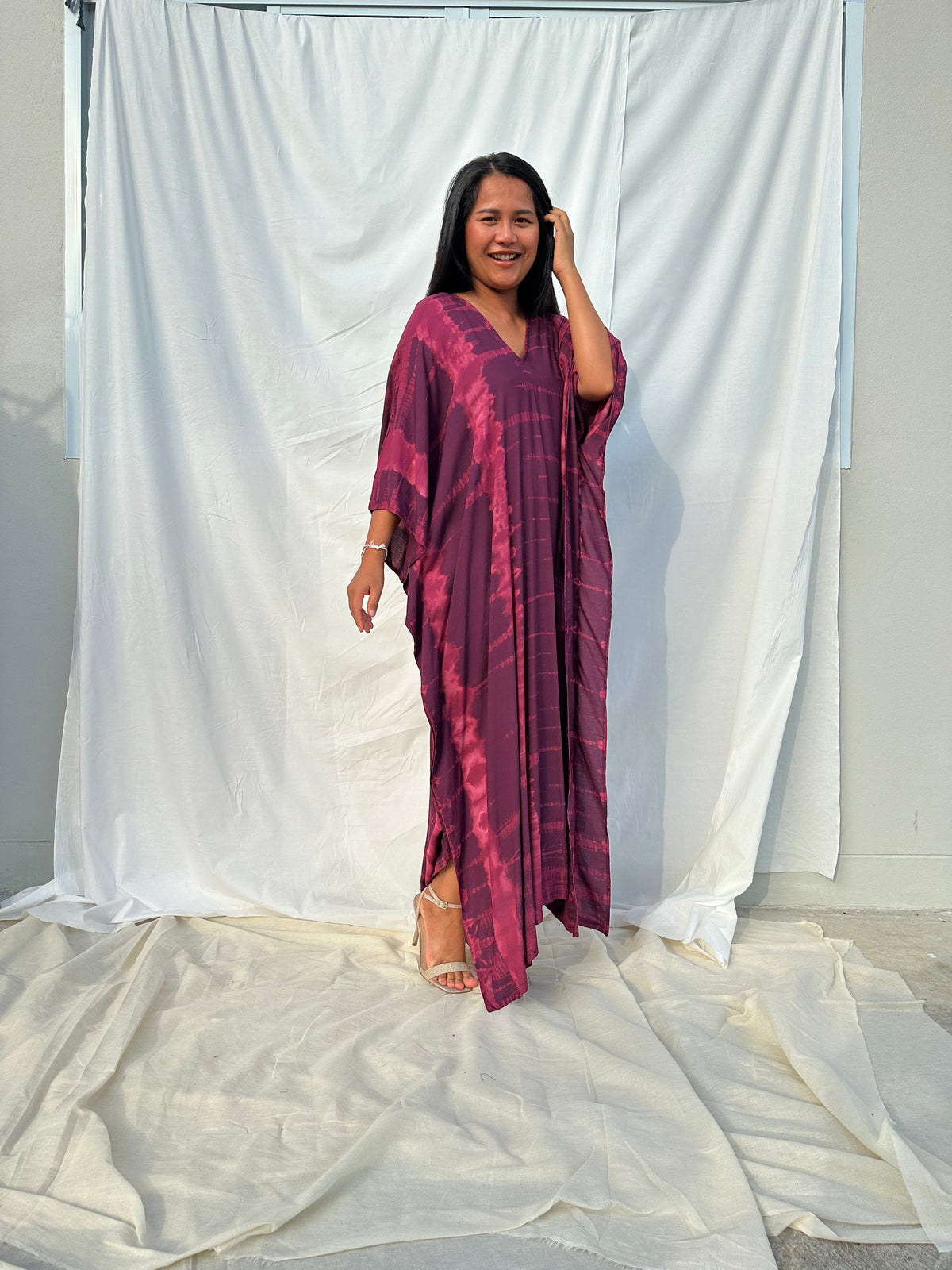 MALA handworks Mala Kaftan in Purple Tie Dye