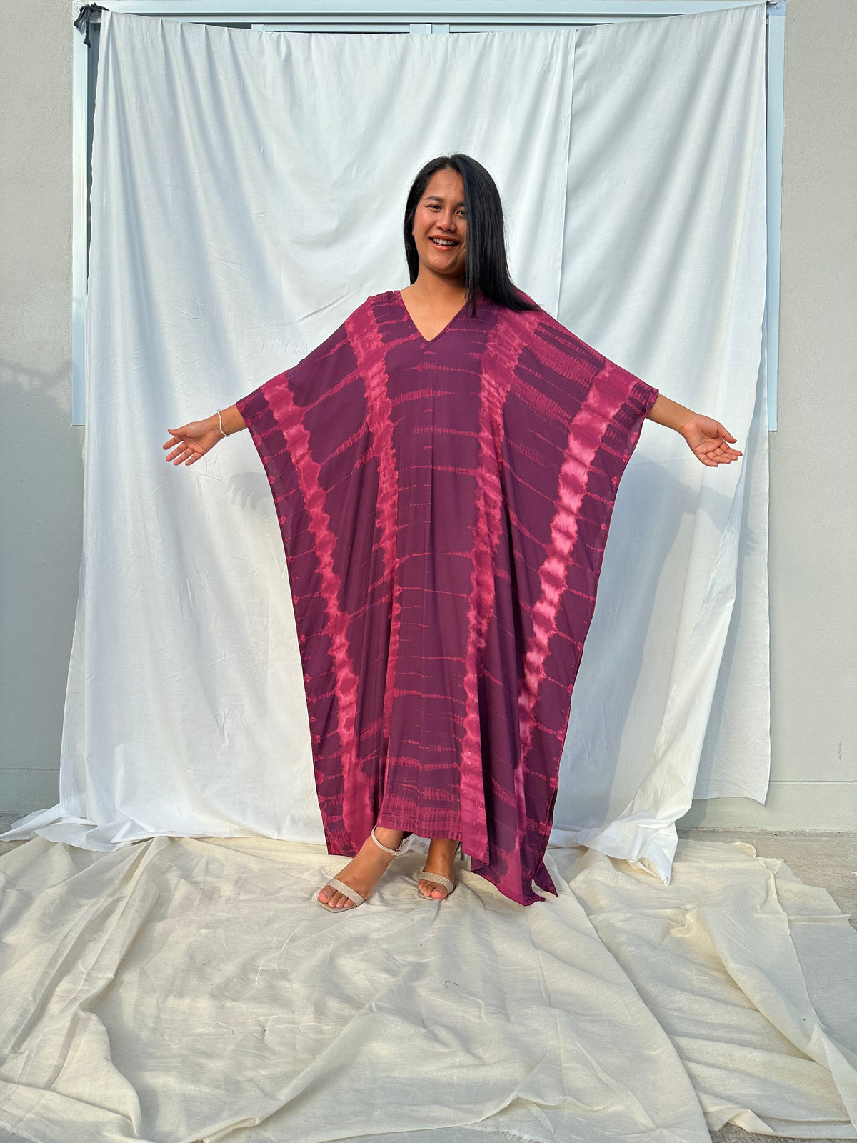 MALA handworks Mala Kaftan in Purple Tie Dye