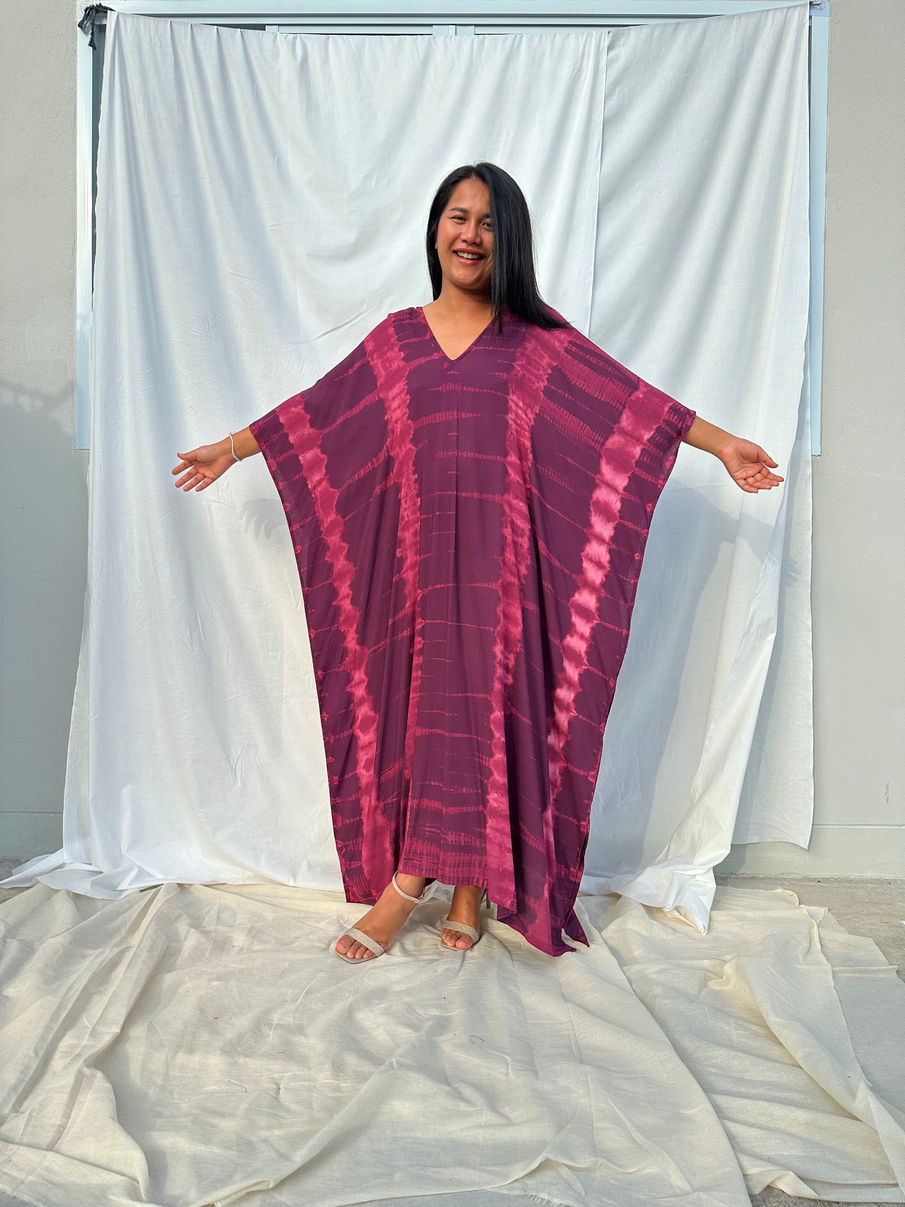 MALA handworks Mala Kaftan in Purple Tie Dye