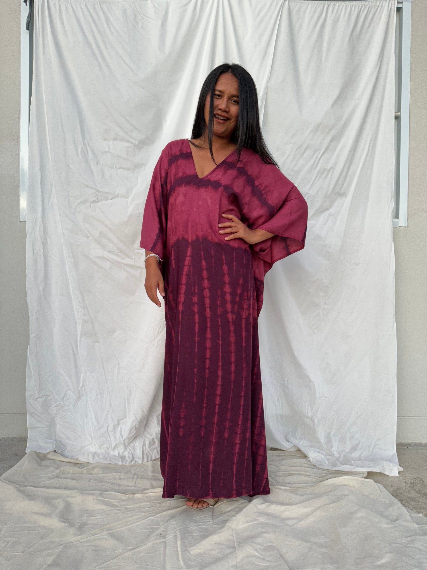 MALA handworks Mala Kaftan in Purple Tie Dye