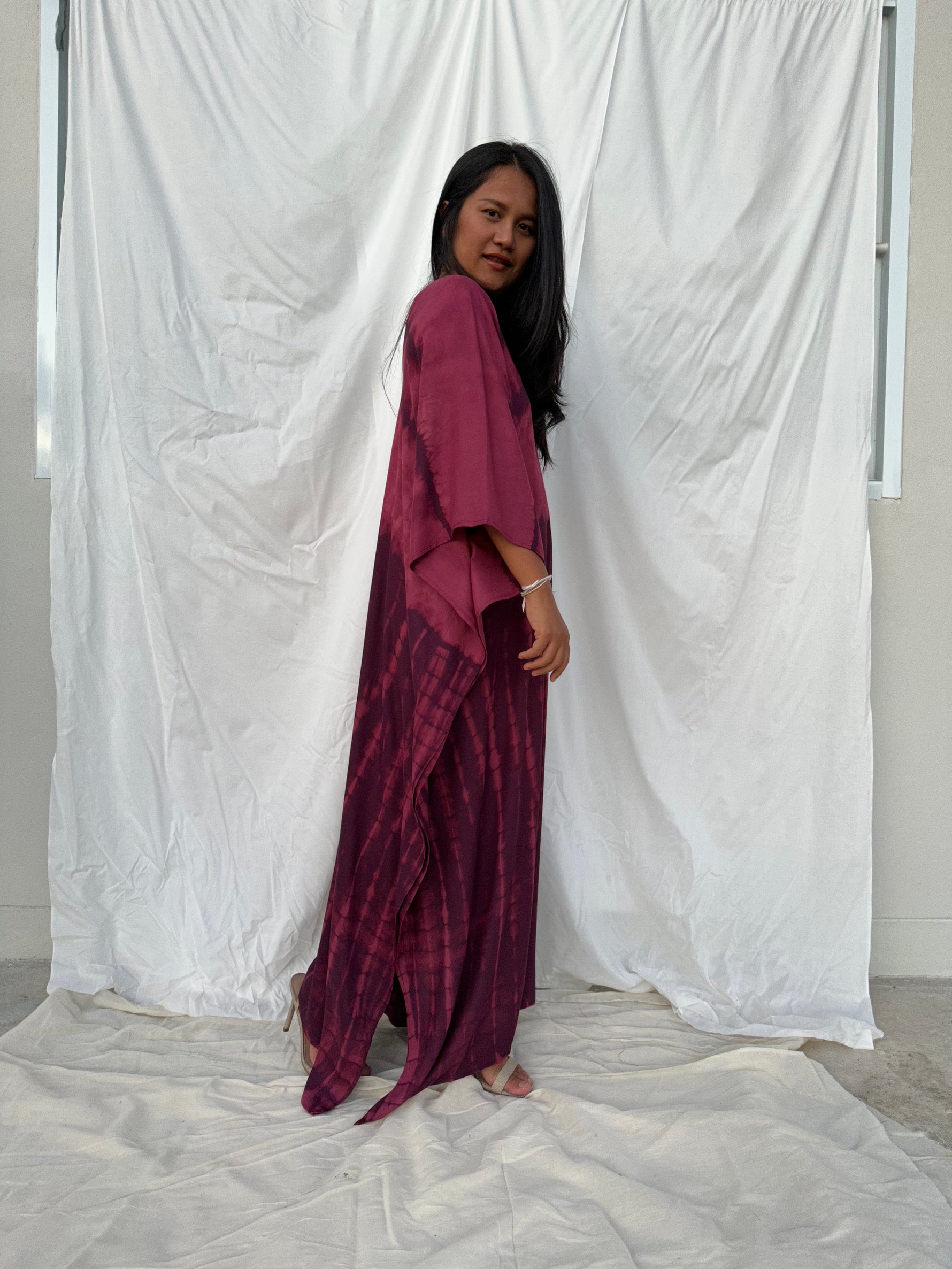 MALA handworks Mala Kaftan in Purple Tie Dye